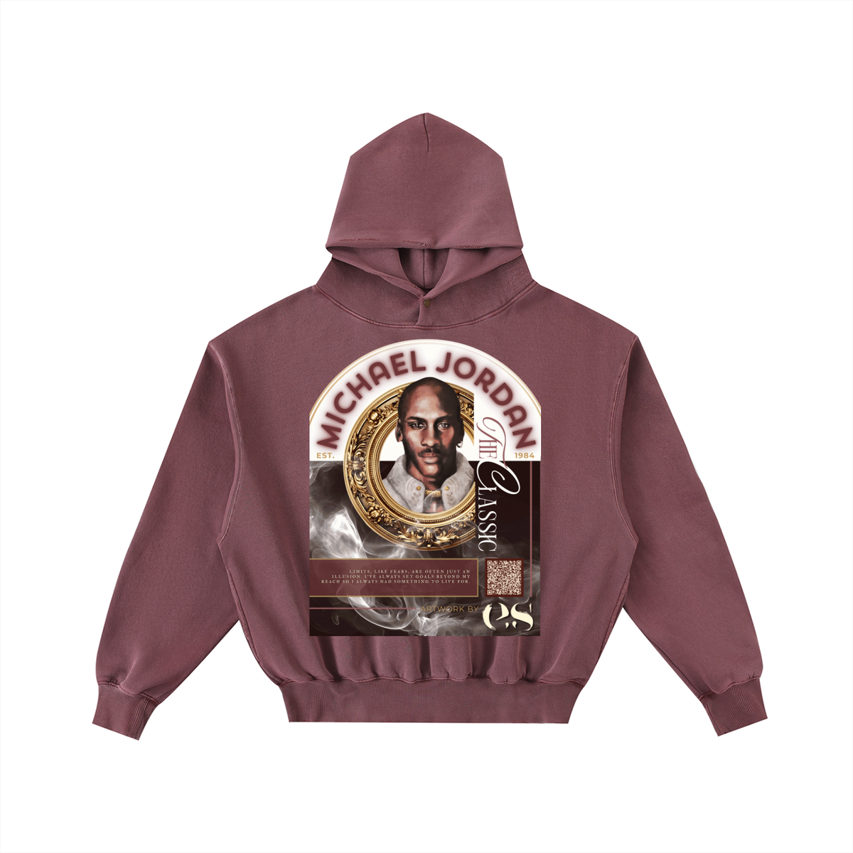 The Classic: Michael Jordan | Adult Frayed Enzyme Washed Fleece Hoodie | Burgundy